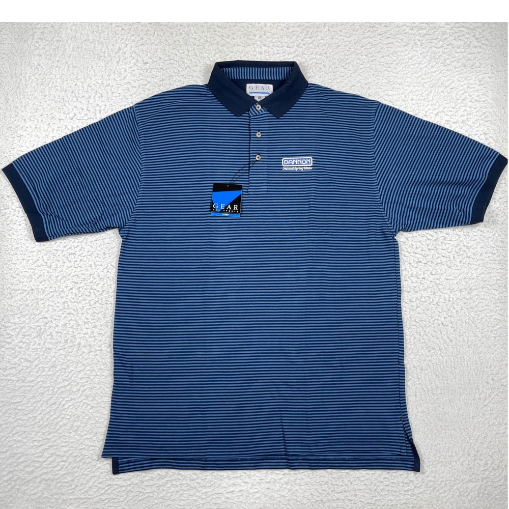 Gear For Sports Polo Shirt Mens XL Blue Dannon Logo Striped Gorpcore Retro 90s